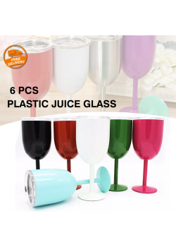 6 Pcs Multi Colour High Quality Plastic Juice Glass, G048